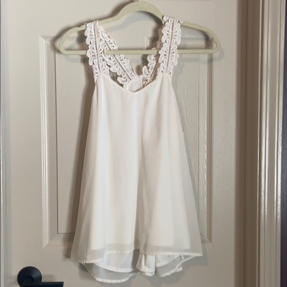 Flowy White Lace Racerback Tank